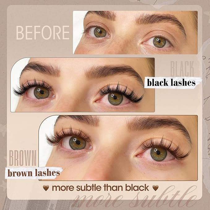 Anime Cluster Lashes Brown Cluster Eyelash Extensions Fairy Eyelash Clusters Wispy Lash Clusters Dark Brown Individual Lash C-Curly Lash Extension Spiky Manga DIY Eyelashes Pack (108Pcs, 10-16MM)
