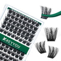 Lash Clusters 96pcs Individual Lashes Y02 D Curl 10mm Eyelash Clusters KEYYOU Volume Wispy Lash Extension Soft&Comfortable Easy DIY at Home(Y02,D-10mm)