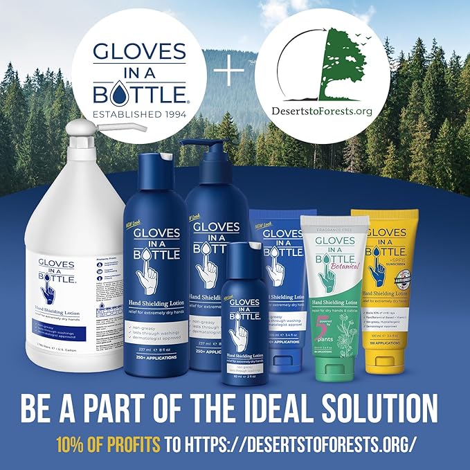 Gloves In A Bottle Shielding Lotion - Great for Dry Itchy Skin! Grease-less and Fragrance Free! Second Skin for Hands & Body (3.4 Fl Oz (Pack of 2), Regular &Botanical)