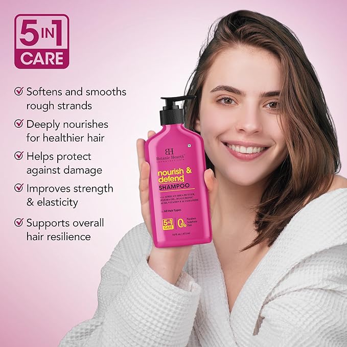 Botanic Hearth African Shea Butter Shampoo Infused With Jojoba Oil, Hyaluronic Acid, Vitamin E & Ceramide | Clarifying Shampoo To Nourish, Defend & Strengthen Hair | For All Hair Types, 16 Fl Oz
