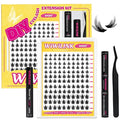 Manga Lash Clusters Kit 8-14mm Wispy Eyelash Clusters DIY Lash Extension Kit Waterproof Anime Lashes Spikes Thin Band 0.3mm Individual Cluster Eyelash Extensions, California Sunset Short-Kit