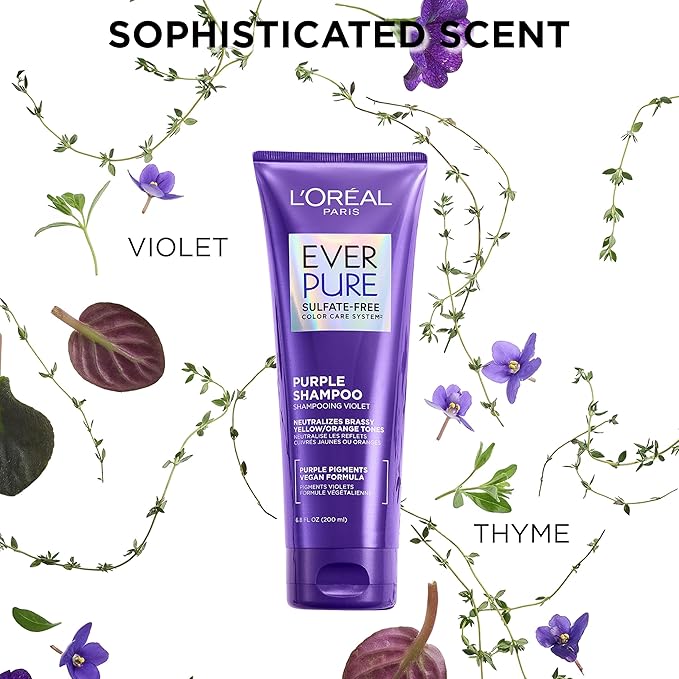 L’Oreal Paris EverPure Sulfate Free Brass Toning Purple Shampoo and Conditioner for Blonde,Bleached,Silver,or Brown Highlighted Hair,(Pack of 6)