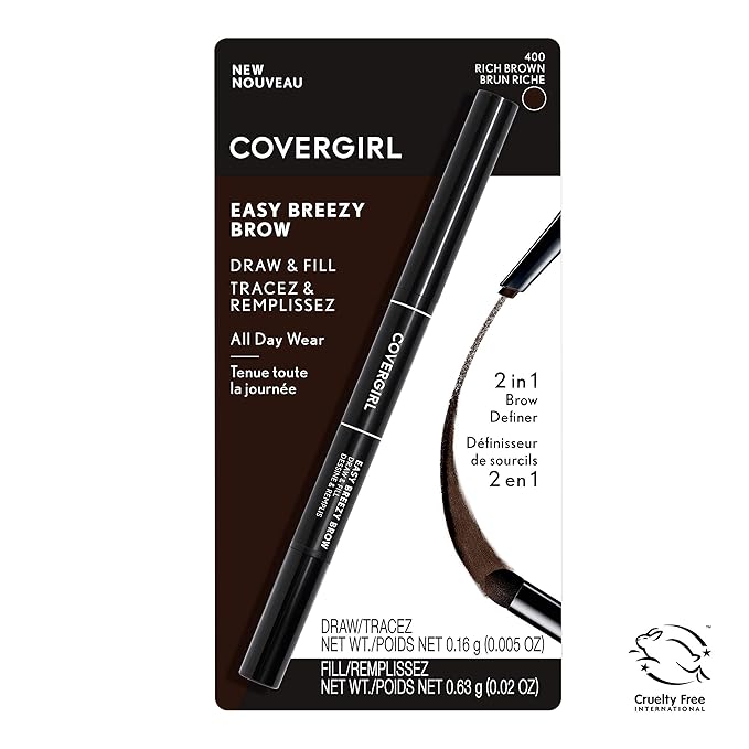 COVERGIRL - Easy Breezy Brow Draw & Fill, easy shaping & defining your brows, retractable pencil, sets in place, 100% Cruelty-Free