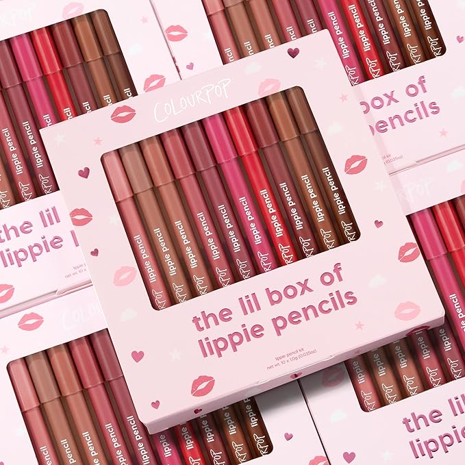 ColourPop Lil Box of Lippie Pencils Makeup Kit - 10-Piece Vegan Lip Liner Set with Creamy, Long-Wearing Formula - Includes New Shades to Deliver Bold, High-Impact Color (3.05 oz)