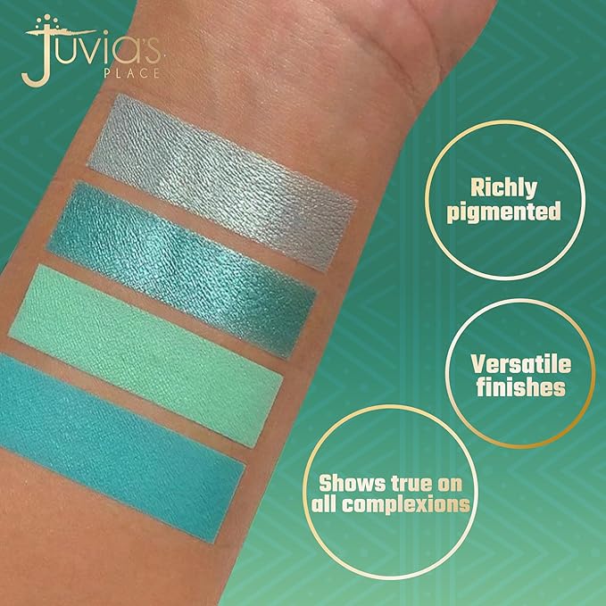 Juvia's Place Rebel Quad Mint Eyeshadow Palette - Shades of 4, Professional Eye Makeup, Pigmented Makeup Palette for Eye Color & Shine, Pressed Eyeshadow Cosmetics
