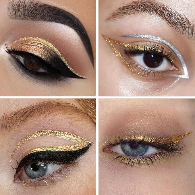 docolor Gold Liquid Eyeliner Waterproof – Long-Lasting Shimmer Gold Eye Liner Pen with Precision Brush Tip, Smudge-Proof & Fade-Resistant Eye Makeup Tool