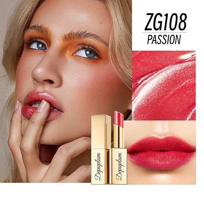 Depuplum Pink Red Brown Lipstick Set for Women Shimmer Tinted Lip Balm Hydrating Moisturizing Lipstick Cruelty Free Lip Makeup, ZG107/108/117