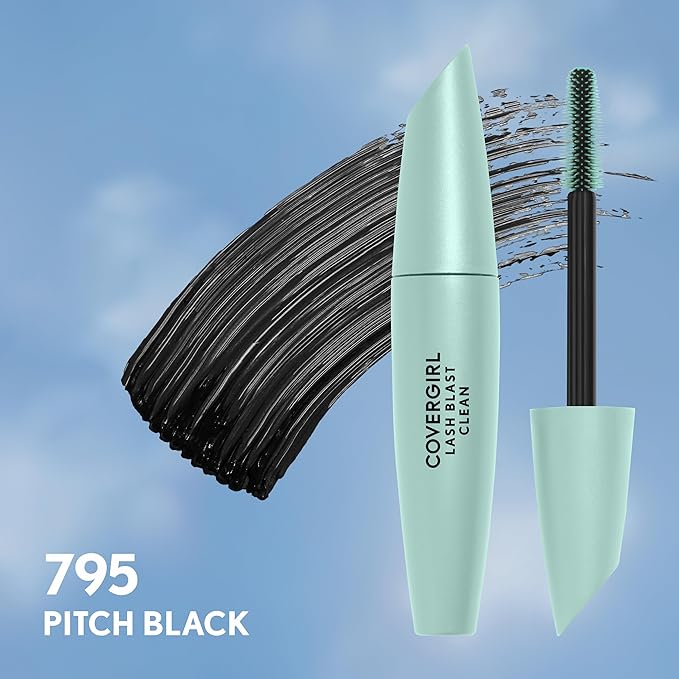 CoverGirl Lash Blast Clean Volume Mascara, Vegan Formula, Volumizing, Smudge-Proof, Pitch Black, 1 Count