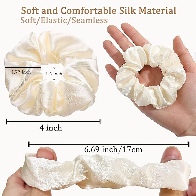 Satin Scrunchies for Women – 7PCS Colorful Softer Than Silk Scrunchies, Hair Ties No Damage, Frizz-Free Gentle Elastic Hair Bands for Thick & Thin Hair, Soft & Stylish Hair Accessories Gifts