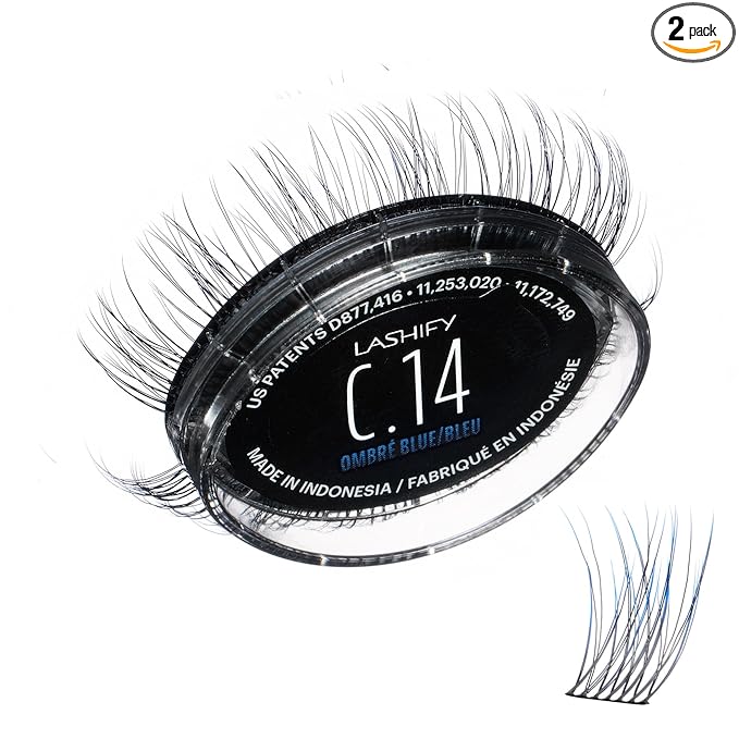 Lashify Curl 14mm Gossamer Eyelash Extensions Refill in Ombre Blue, Easy DIY False Lashes for a Natural Look