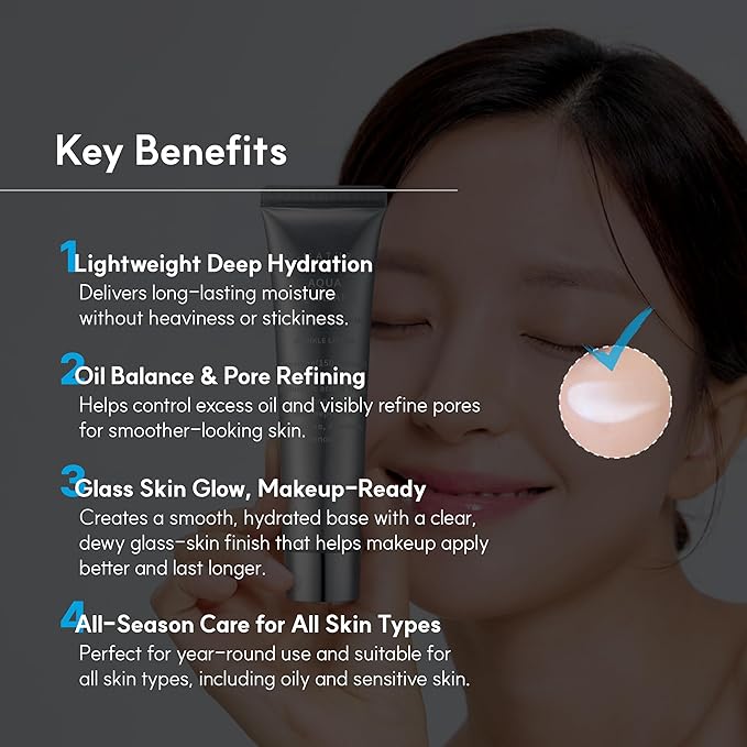 S.NATURE Pore Minimizing Moisturizer for Dry & Sensitive Skin – Squalane Hydrating Face Cream, Tightening & Smoothing Pores, Lightweight Korean Skincare, 2.7 fl oz