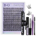 B&Q Lash Clusters Kit Wispy Fluffy - Feath5D 09 Eyelash Clusters Kit with Glue & Tools, Feathered Lightweight Lash Kit, 8-18mm C Curl Waterproof False Lashes