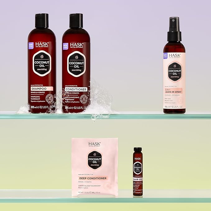 HASK COCONUT Nourishing Deep Conditioner Treatments for all hair types, color safe, gluten-free, sulfate-free, paraben-free - Pack of 6
