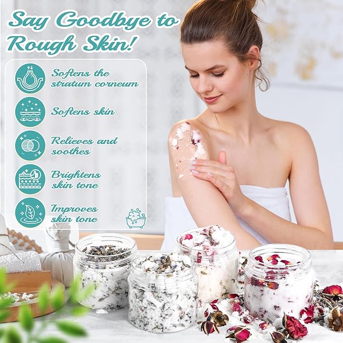 JUYRLE Body Scrub Making Kit- Make Your Own Salt Body Scrub with Almond Oil, Essential Oils, Moisturizing and Exfoliating Dry Skin Hand Foot DIY Organic Body Scrubs Gifts For Women & Men