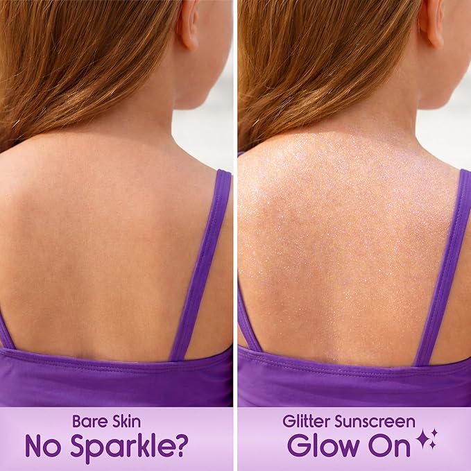 Glitter Sunscreen SPF 50 Lotion 4.5oz - Sparkle & Shimmer Sunscreen - Colored Sun screen for Kids & Women - UVA/UVB Sunshine Protection + 80 Min Water Resistant - (Scented) (USA Made)