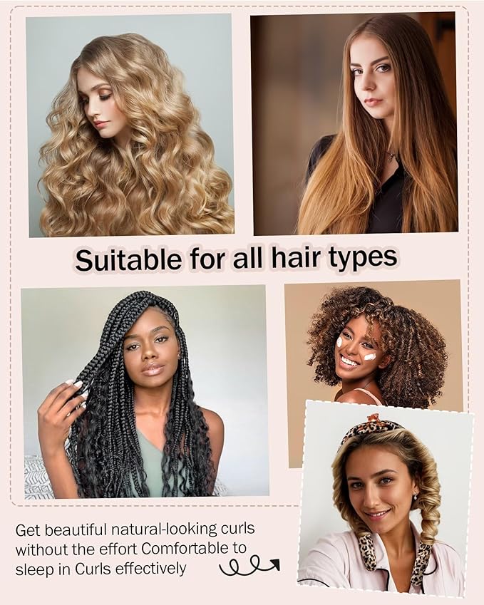 Heatless Hair Curler,Blowout Heatless Curls Overnight,No Heat Curling Rod Set with Satin Bonnet for Sleep in,5