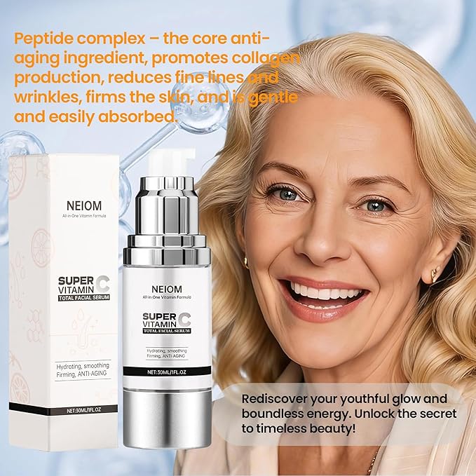vitamin c Serum for face, Anti-Aging Vitamin E Face Serum with Hyaluronic Acid & Tri-Peptide, Dark Spot Corrector & Wrinkle Smoothing for Dry, Combination, Sensitive Skin, Oil-Free, Non-Greasy