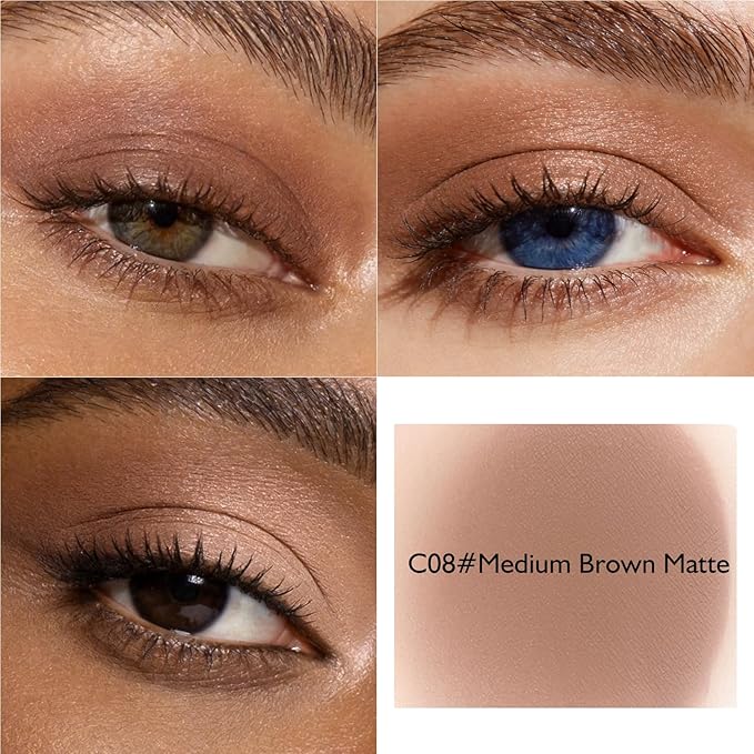 Medium Brown Eyeshadow Palette, Matte Eye Shadow Palettes High Pigment Single Neutral Eyeshadow Pressed Powder Lightweight Blendable for Daily Natural Eye Makeup for Older Women