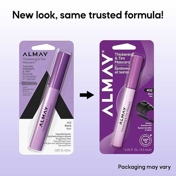 Almay Thickening & Tint Mascara, Nourishing Mascara, Hypoallergenic, 402 Black