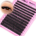 Yawamica Fluffy Lash Clusters 10-14mm Short Eyelash Clusters Thick 200D Volume Cluster Eyelash Extensions D Curl Wispy Individual Lashes DIY Lash Extension for Soft Glam and Daily Wear