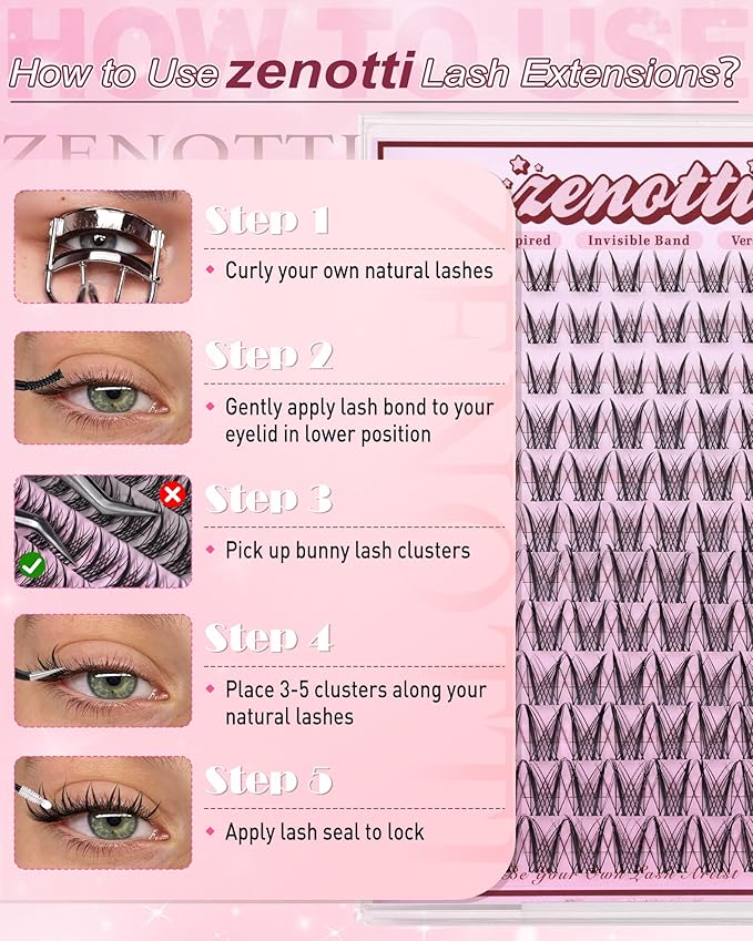 Manga Lash Clusters Wispy Eyelash Clusters Natural Anime Cluster Eyelash Extensions Bunny Fairy Spiky Individual Lashes Cluster Invisible Band Wet Look DIY Lash Extension CC-Curly 10-16mm by zenotti