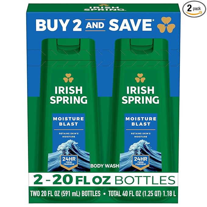 Irish Spring Moisture Blast Body Wash for Men, 20 Fl Oz (Pack of 2)