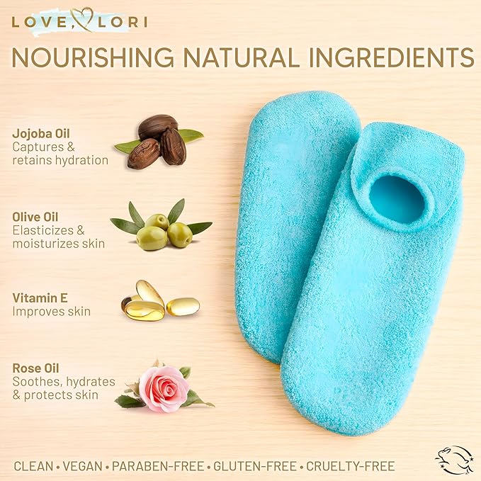 Moisturizing Socks (Up to Size 8.5) - Gifts for Women Her Wife - Infused with Vitamin E & JoJoba Oil - Gel Silicone Aloe Foot Care Socks - Spa Self Care Gift