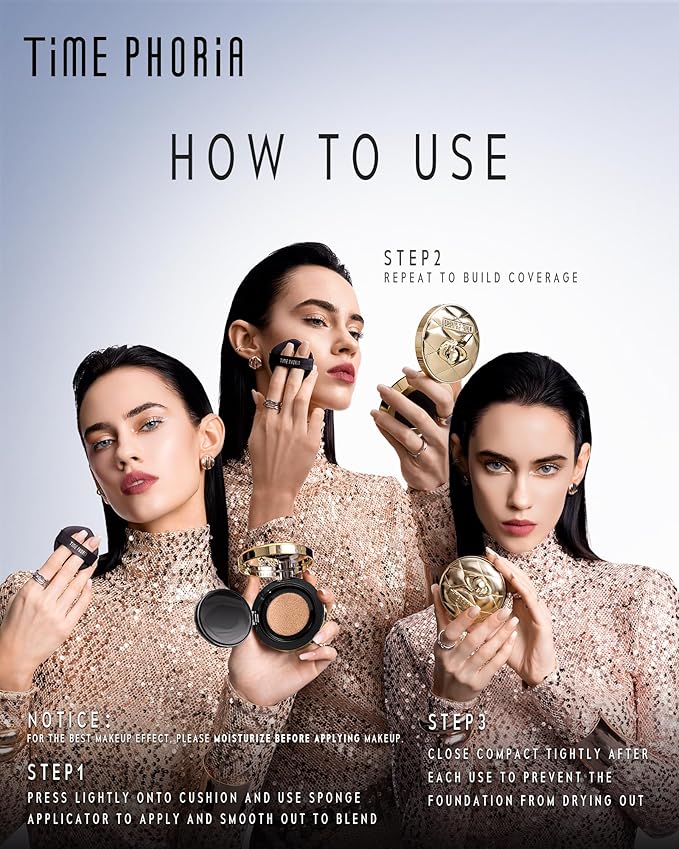 Timeless Utopia Glow Cushion Foundation 01 Creme - Radiant Glow Finish, Medium to High Coverage, Hydrating Peptide Complex, Lightweight Air Cushion, Long-Lasting Smooth Blurring Base Makeup