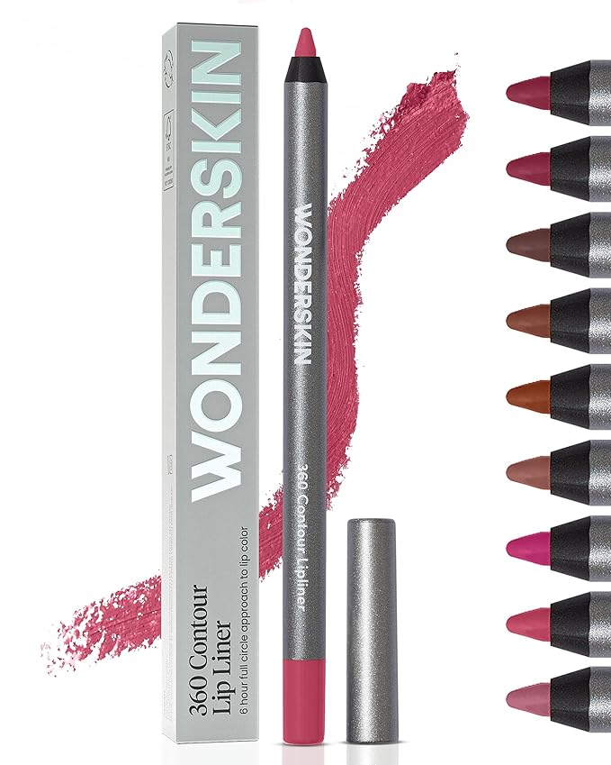 Wonderskin Lipliner Pencil - 360 Contour Lipliner, Long Lasting, Sharpenable, Waterproof and Transfer-Proof Nude Lip Liner Pencil (Rosewood)