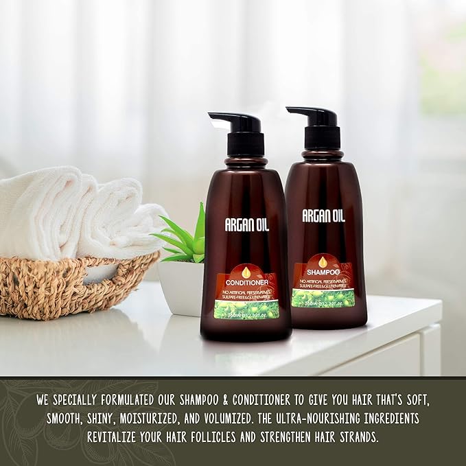 Moroccan Argan Oil Shampoo and Conditioner Sets with Hair Mask, Color Safe Smooth Add Shine Hair Treatment, UV Protection, Intense Moisturizing For Dry, Damaged, Frizzy,3 pack with Gift Box