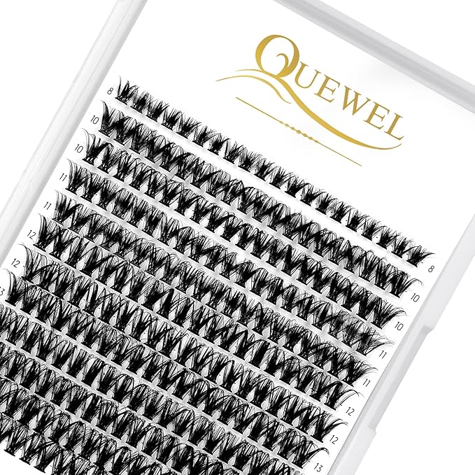 QUEWEL Cluster Lashes 240Pcs Individual Lash 50D 0.07 C Curl Mix8-14mm Lash Extensions Clusters Lashes Soft&Natural False Eyelashes Individual DIY Eyelash Extension at Home(50D 0.07C mix-8-14)