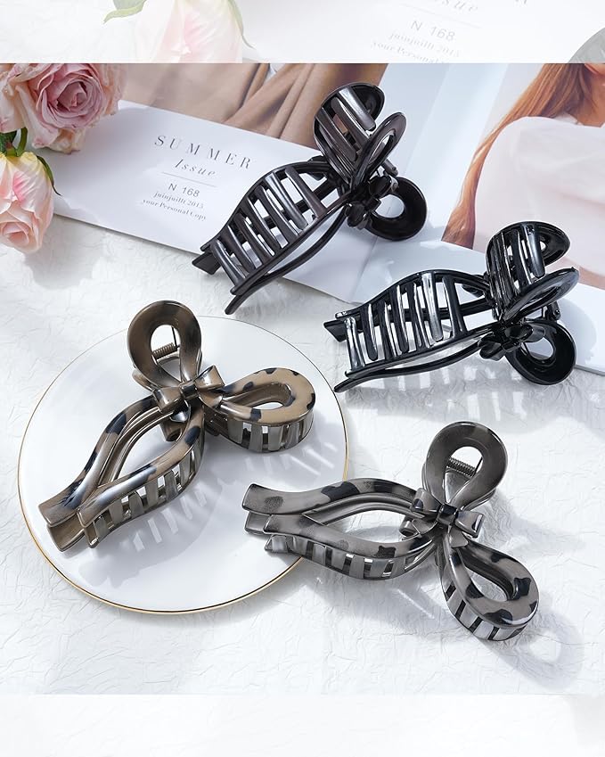 4 PCS Bow Hair Clips for Women Bow Claw Clip 5" Extra Large Hair Claw Clips for Thick and Long Hair Cute Bows Big Clip Mother’s Day Gift for Mom