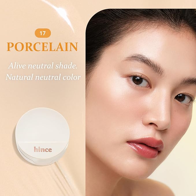 hince Second Skin Glow Cushion-12g | Skin Foundation dewy, glow, long-lasting, classy, clean beauty, lightweight, natural look,refreshing, moisturizing, slim fitting texture (PORCELAIN, 17)
