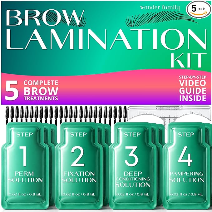 Brow Lamination Kit – 5 Applications DIY At Home, Professional Eyebrow Lamination Kit with 5 Step System, Eyebrow Lift Kit, Long Lasting Brow Perm Kit, Brow Shaping & Mapping Set for Women