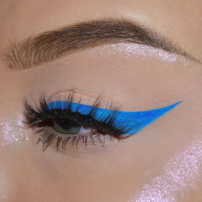 UV Neon Liquid Eyeliner, Matte Colored Eyeliner Pen, Waterproof Smudge-proof Pigmented Eye Liner, Glow Brightly Under UV Lights, Colorful Eye Makeup For Rave Party Music Festival, Neon Blue