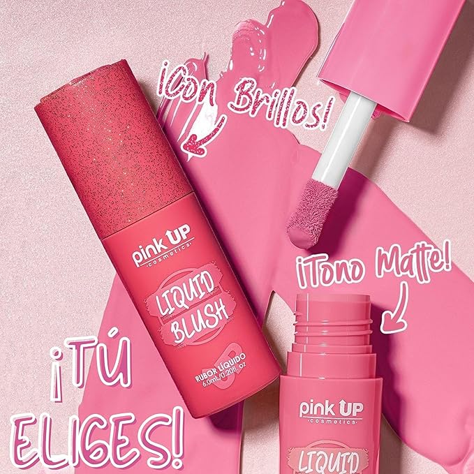 PINK UP | Liquid Blush | Long-Lasting Liquid Blush | Non-Greasy | Highly Pigmented | Suitable for All Skin Types | Matte Colors | Subtle Shimmer Highlights | Shade: Sunrise| 6ml | Model PKLB07