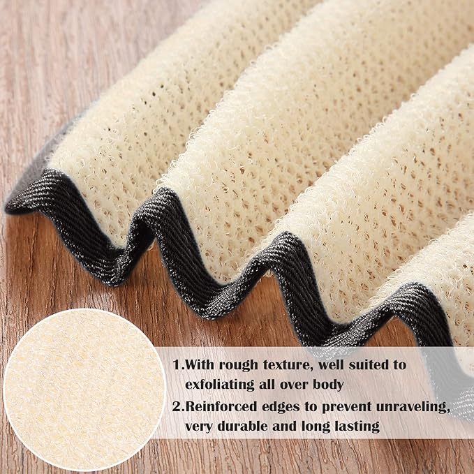 Tatuo 5 Pcs Exfoliating Face and Body Wash Cloths Towel Weave Bath Exfoliating Scrub Massage Bath Cloth for Women and Men, 10.23 x 8.66 Inch(Black Edge)