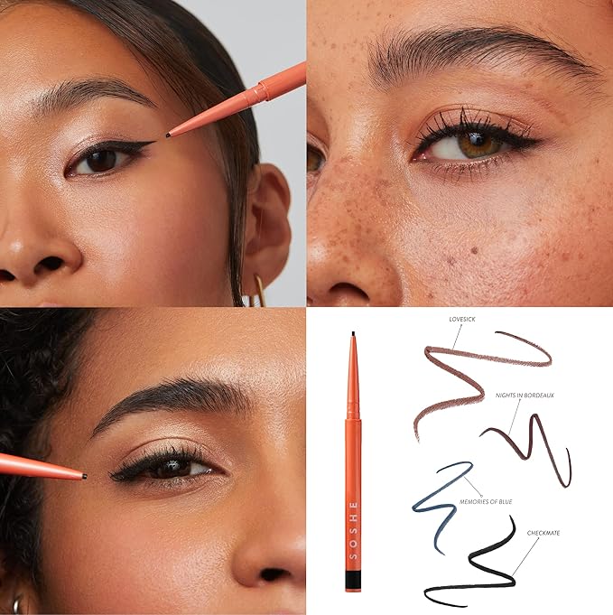 SOSHE Beauty - Waterproof Precision Eyeliner | 1.5mm Smudge-Proof Gel Liner | Easy Refills | Cruelty-Free, Certified Plastic Negative (Memories of Blue - Navy Blue)