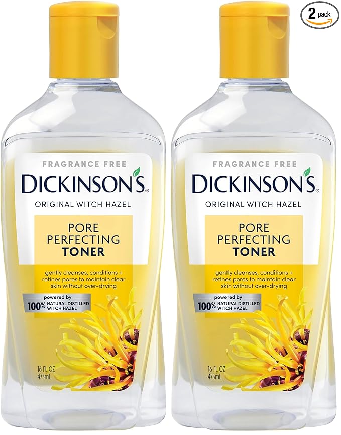 Dickinson's Original Witch Hazel Pore Perfecting Toner | 100% Natural Distilled Witch Hazel | America's #1 Toner | Refines Pores | Removes Impurities & Oil | 16 Fl Oz (Pack of 2)