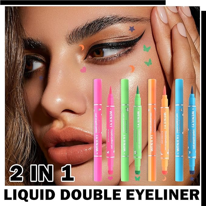 4PCS Liquid Eyeliner Stamps Set,Double-side Winged Eyeliner Stencil Pen