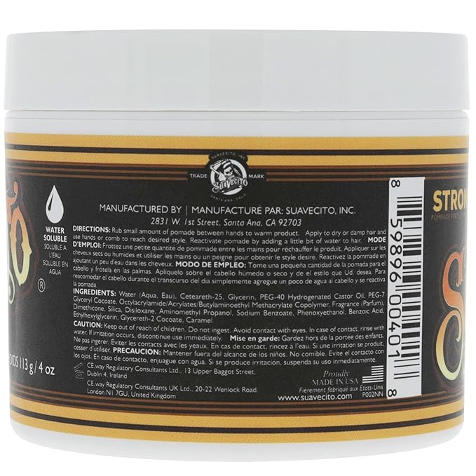 Suavecito Pomade Firme (Strong) Hold 4 oz, 3 Pack - Strong Hold Hair Pomade For Men - Medium Shine Water Based Wax Like Flake Free Hair Gel - Easy To Wash Out - All Day Hold For All Hair Styles