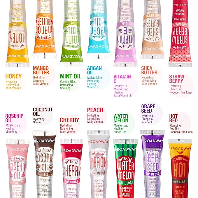 Ruby Kisses Broadway Vita-Lip Clear Lip Gloss (Mango Butter 48 Pack), Ultra-Hydrating & Soothing Formula with Multi-Vitamin Oils, High-Shine Non-Sticky Finish, Nourishing Glossy Lip Balm Softens Skin
