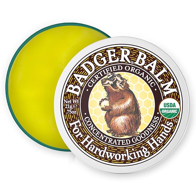 Badger Healing Balm, Hard Working Hands Cream, Organic Hand Cream for Dry Cracked Hands, Long Lasting Hand Moisturizer/Dry Hands Treatment, .75 oz Tin
