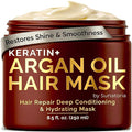 SUNATORIA Argan Oil Hair Mask with Keratin for Dry, Dull, Frizzy Hair - Deep Conditioning Mask for Softness, Smoothness & Shine, 8.5 Fl Oz
