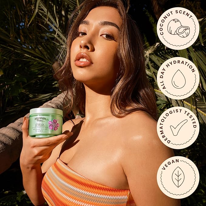 Hawaiian Tropic After Sun Body Butter with Coconut Oil, Beach Essentials, Tan Extender Lotion, 8oz each, Twin Pack (Pack of 2)