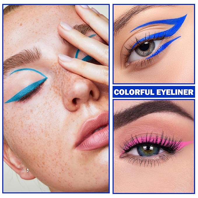 3PCS Green Eyeliner Pencil Set Colorful Metallic Glitter Eyeliner Pen,Shimmer Eye Shadow Pencil Professional Eye Liner Makeup Kit - Set B