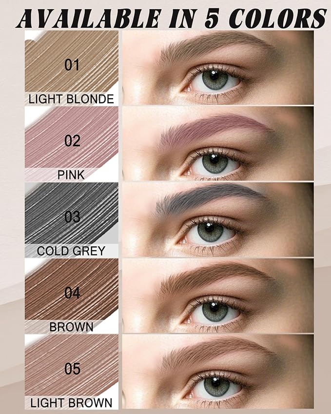 Blonde Tinted Eyebrow Gel,2 Pcs Long Lasting Waterproof Eye Brow Tinting Kit,Smudgeproof Eyebrow Tint Mascara, Ultra-Fine Brush Brow Filler Stain Glue,Women's Mother's Day Eye Makeup Gift for Women-01