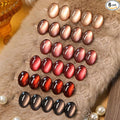 BORN PRETTY Cat Magnetic Eye Gel Nail Polish,Jelly Glass Crystal Brown Burgundy Wine Bloody Red Black Magnetic Gel Polish,Fall Winter Glitter Soak Off Nail Polish Art Salon Manicure Home Gift 7ML 6pcs