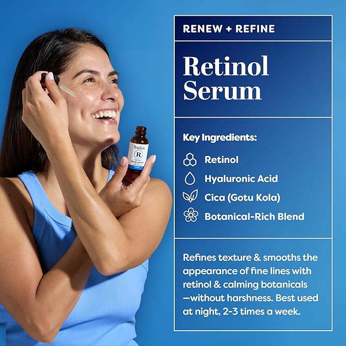 TruSkin Face Serum Duo - Vitamin C Serum & Retinol Serum for Face - AM & PM Anti Aging Skincare Routine - Brightening & Smoothing Facial Serums, 1 fl oz Each
