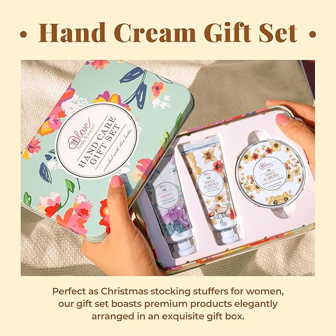 BODY & EARTH # LOVE Hand Cream Gift Set for Women,Mothers Day Gifts for Mom,Hand Lotion Travel Size,Hand Care Set with Hand Cream & Exfoliating Cream with Shea Butter,Nurses Appreciation Gifts Teacher